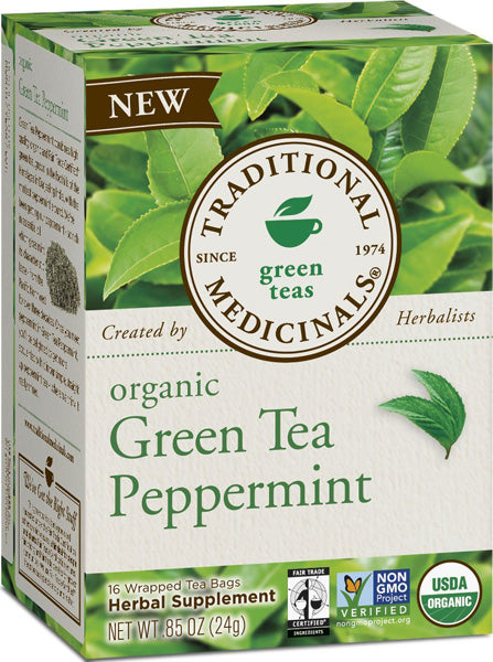 TRADITIONAL MEDICINALS - Organic Green Tea Peppermint - 16 Tea Bags Fashion