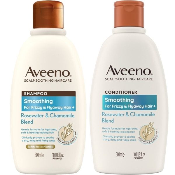 Aveeno Smoothing+ Rose Water & Chamomile Blend Shampoo & Conditioner Twin 2 x 300ml Online