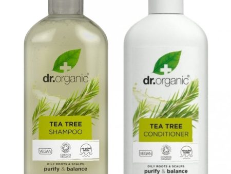 Dr. Organic Tea Tree Shampoo & Conditioner Twin 2 x 265ml Hot on Sale