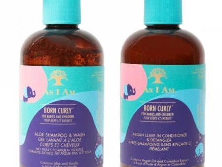 As I Am Born Curly Aloe Shampoo & Conditioner for Babies & Children Twin 2 x 240ml Online Sale