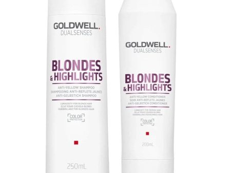 Goldwell DualSenses Blondes & Highlights Anti-Yellow Shampoo 250ml & Conditioner 200ml Twin Hot on Sale