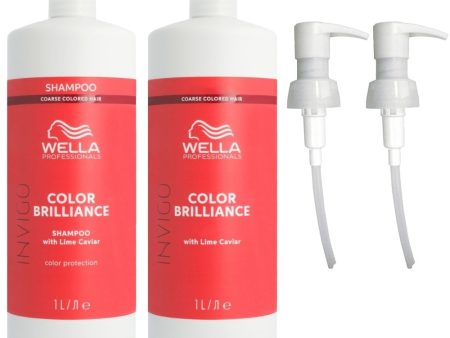 Wella Professionals Invigo Brilliance Vibrant Colour Shampoo for Coarse Hair Shampoo & Conditioner Twin 2 x 1000ml Hot on Sale