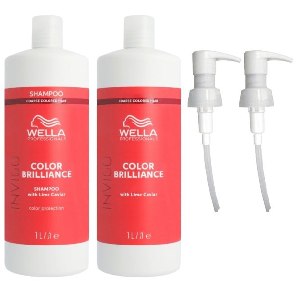 Wella Professionals Invigo Brilliance Vibrant Colour Shampoo for Coarse Hair Shampoo & Conditioner Twin 2 x 1000ml Hot on Sale