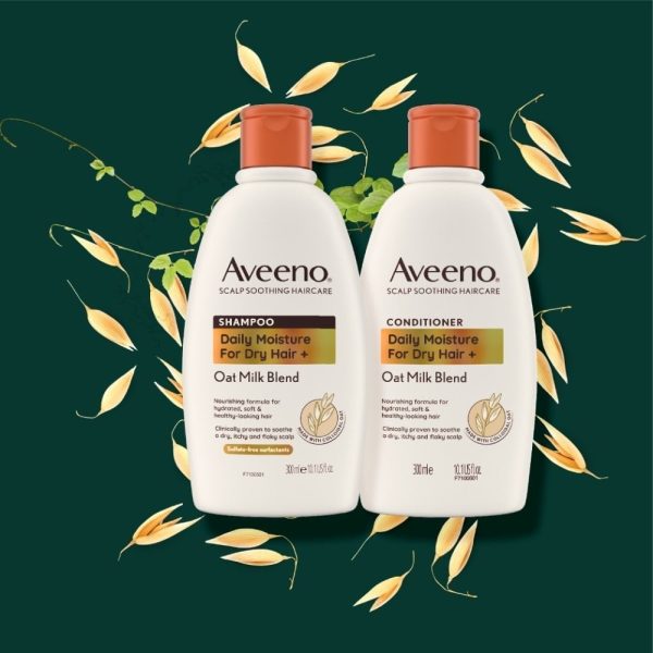 Aveeno Daily Moisture+ Oat Milk Blend Shampoo & Conditioner Twin 2 x 300ml Fashion