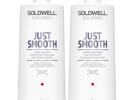 Goldwell DualSenses Just Smooth Taming Shampoo & Conditioner Twin 2 x 1000ml For Sale