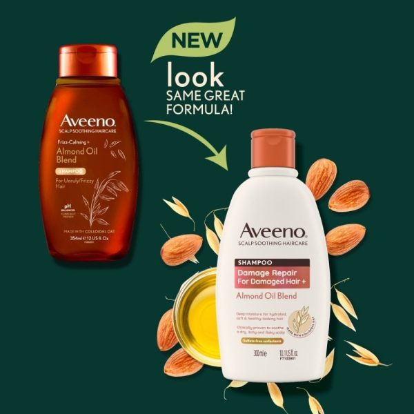 Aveeno Damage Repair+ Almond Oil Blend Shampoo & Conditioner Twin 2 x 300ml For Discount