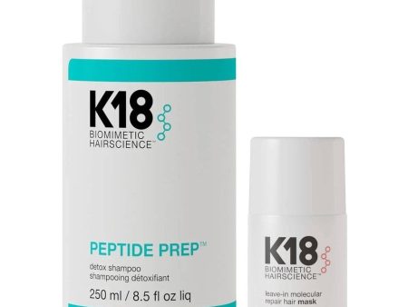 K18 Biomimetic Hairscience Peptide Prep Detox Shampoo 250ml & Molecular Repair Hair Mask 15ml Twin For Sale