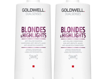 Goldwell DualSenses Blonde & Highlights Anti-Yellow Shampoo & Conditioner Twin 2 x 1000ml For Discount