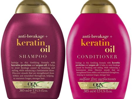 OGX Anti-Breakage+ Keratin Oil Shampoo & Conditioner Twin 2 x 385ml For Cheap