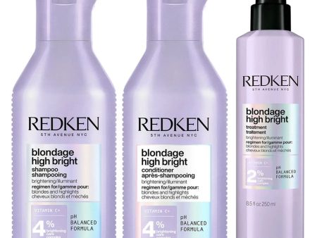 Redken Blondage High Bright Shampoo 300ml, Conditioner 300ml & Blondage High Bright Treatment 250ml Trio Online now