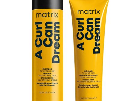 Matrix Total Results A Curl Can Dream Manuka Honey Infused Shampoo 300ml & Rich Mask 280ml Twin Online Sale