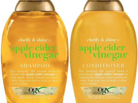 OGX Clarify & Shine+ Apple Cider Vinegar Clarifying Shampoo & Conditioner Twin 2 x 385ml Fashion