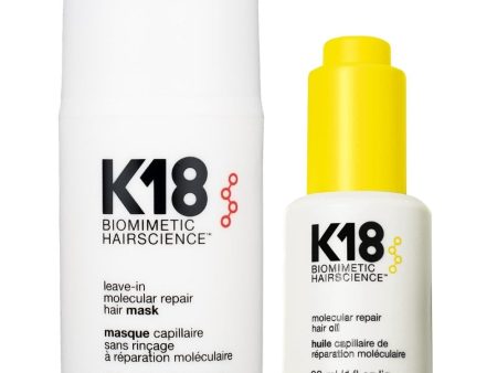 K18 Biomimetic Hairscience Leave-In Molecular Repair Hair Mask 50ml & Molecular Repair Hair Oil 30ml Twin For Sale