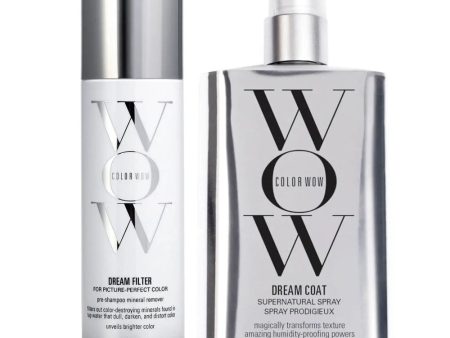 Color Wow Dream Filter Pre Shampoo Mineral Remover 200ml & Dream Coat Supernatural Sealant Spray 200ml Twin For Sale