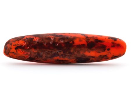 Orange w Black Glass Oval Bead (12 pieces) Online now