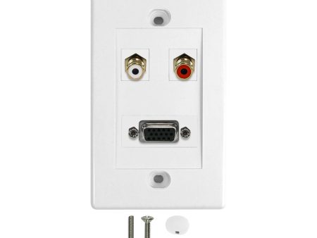 1-Port VGA + Left Right Audio Wall Plate Kit - White For Sale