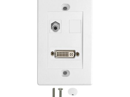 1-Port DVI + 1-Port 3.5mm Wall Plate Kit - White Online Hot Sale