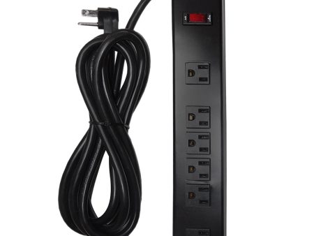 6 Outlet Power Strip - 10ft Cord, Down Angle Plug, Metal Housing - Black For Discount