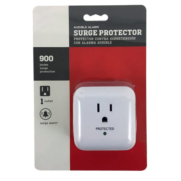 1 Outlet Power Tap - 900J Surge Protection - White Online Sale