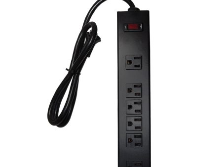 6 Outlet Power Strip - 3ft Cord, Down Angle Plug, Metal Housing - Black For Cheap