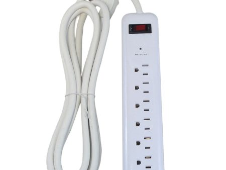 6 outlet Surge Protector - 1000J, 8ft Cord, Down Angle Plug - White Sale