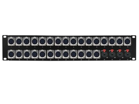 28-Port XLR Female + 4-Port TRS Female patch panel, 19 inch rackmount 2U Fashion