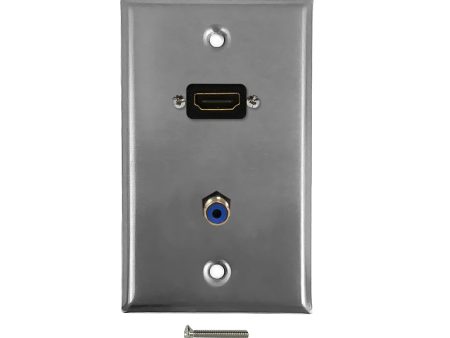 HDMI, Digi-Coax Single Gang Wall Plate Kit - Stainless Steel Hot on Sale