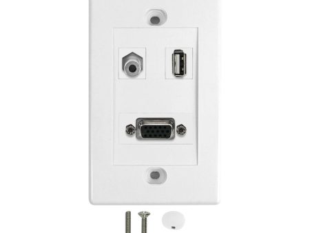 1-Port VGA + 1-Port USB + 1-Port 3.5mm Wall Plate Kit - White Cheap