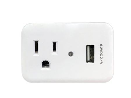 1 Outlet Power Tap - 150J Surge protection, 1 Fast Charge USB Port - White Online Hot Sale