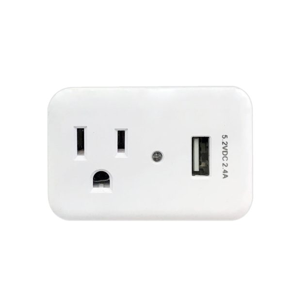 1 Outlet Power Tap - 150J Surge protection, 1 Fast Charge USB Port - White Online Hot Sale