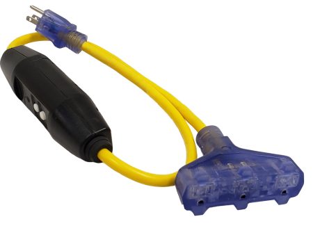 3ft 5-15P GFCI Plug to Triple Tap 5-15R Adapter - SJTW Sale