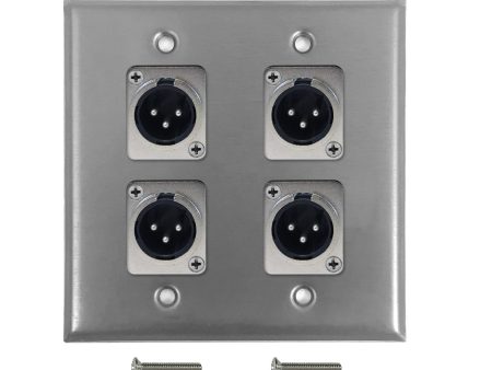 XLR 4 x Male Wall Plate Kit - Stainless Steel For Cheap