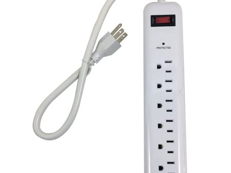 6 Outlet Surge Protector - 400J, 1.5ft Cord - White Online Hot Sale