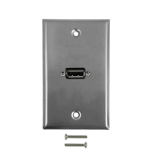 1-Port DisplayPort Wall Plate Kit - Stainless Steel Online Hot Sale