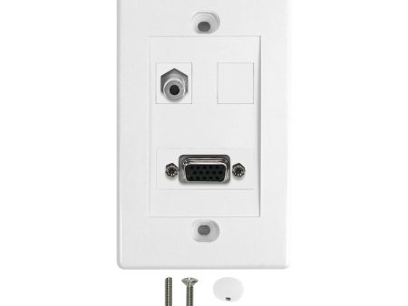 1-Port VGA + 1-Port 3.5mm Wall Plate Kit - White Discount