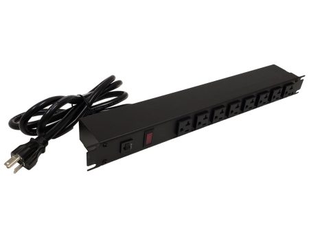 Hammond 19 inch 8 Outlet Horizontal Rack Mount Power Strip - 15ft Cord, 5-20P Plug, 5-20R Front Receptacles Discount