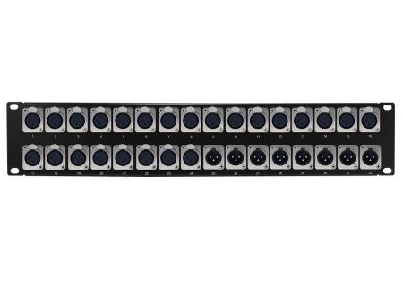 24-Port XLR Female + 8-port XLR Male patch panel, 19 inch rackmount 2U For Sale