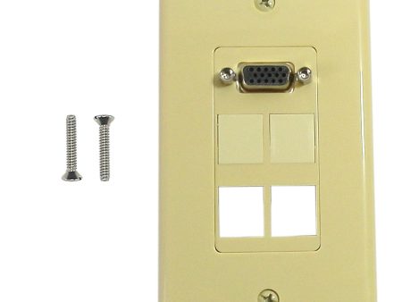 1-Port VGA Wall Plate Kit Decora Ivory (with 4x Keystone inserts) Online Sale