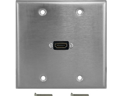 HDMI Double Gang Wall Plate Kit - Stainless Steel For Discount