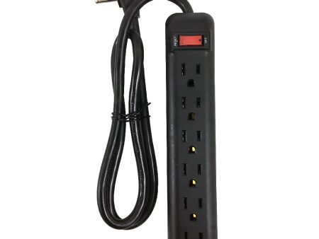 6 Outlet Power Strip - 3ft Cord, Down Angle Plug - Black For Discount