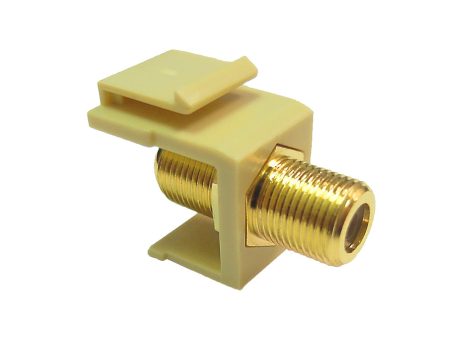 F-Type Female Female Keystone Wall Plate Insert Ivory, Gold Plated (1Ghz Insert) For Sale