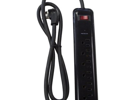 6 outlet Surge Protector - 1000J, 4ft Cord, Down Angle Plug - Black For Discount