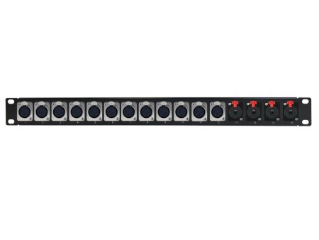 12-Port XLR Female + 4-port TRS Female patch panel, 19 inch rackmount 1U Sale