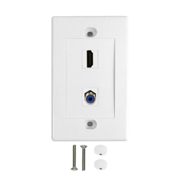 1-Port HDMI + 1-Port Digi-Coax Wall Plate Kit - White For Discount