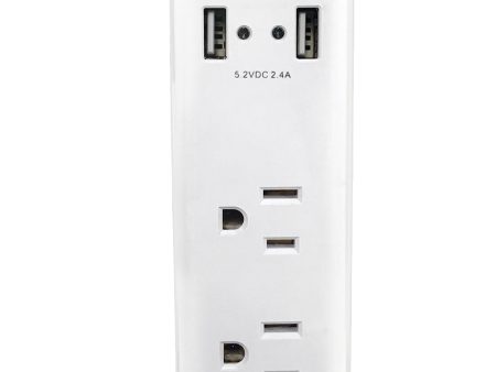 2 Outlet Power Tap w  2 USB Charging Ports - White Supply