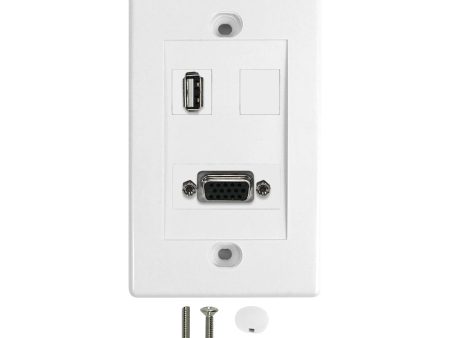 1-Port VGA + 1-Port USB Wall Plate Kit - White Online Hot Sale